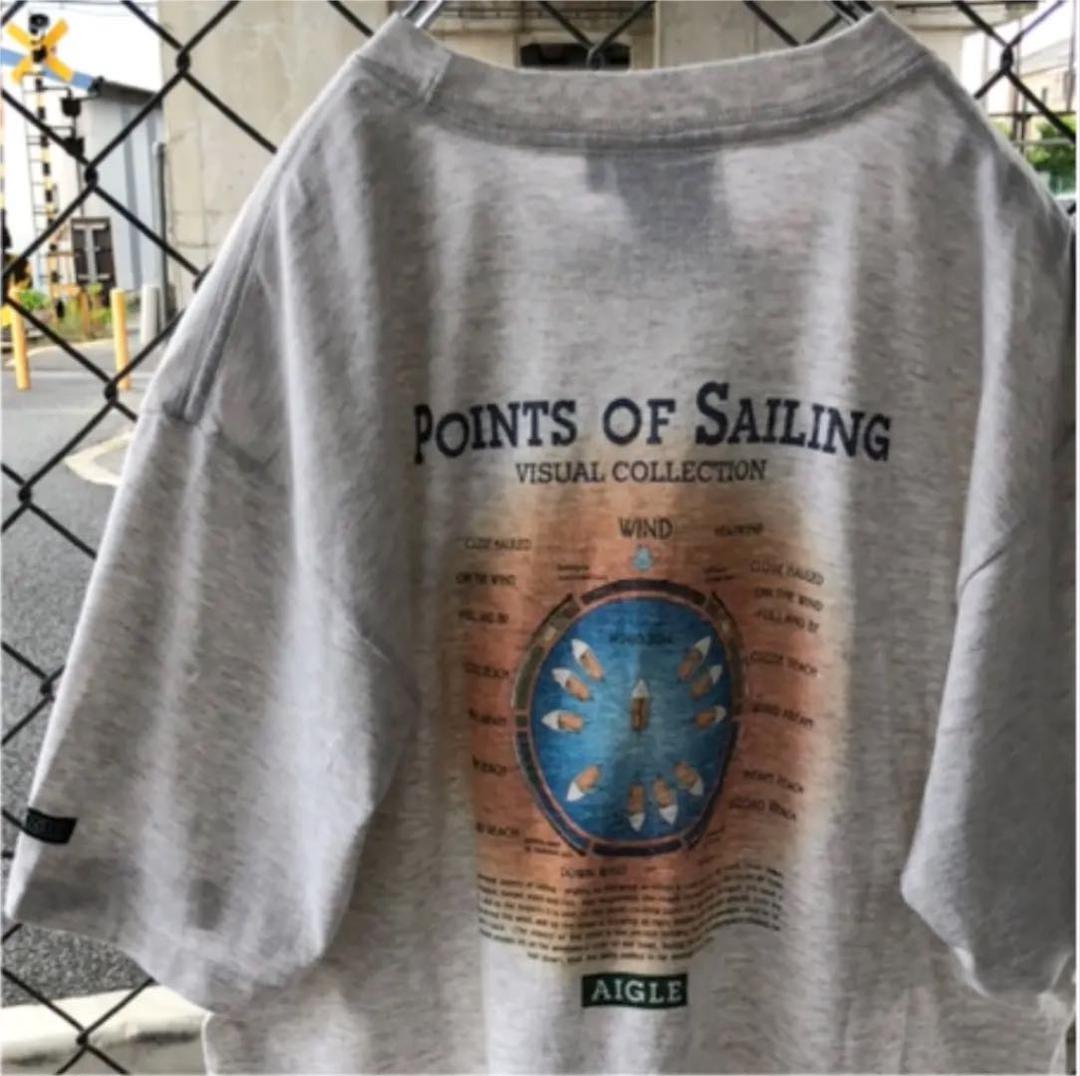 AIGLE エーグル Tシャツ バックプリント 胸ワンポイントプリント