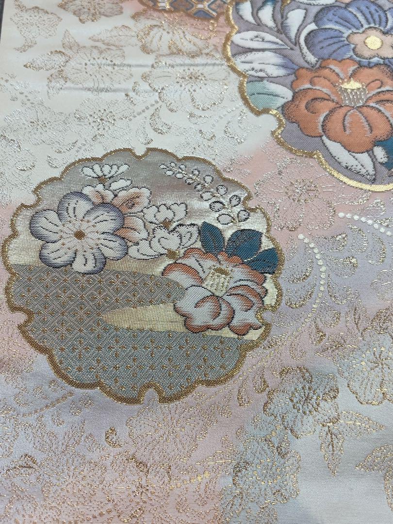 袋帯 正絹 秋草辻が花文様 金糸 フォーマル 雪輪 暈し