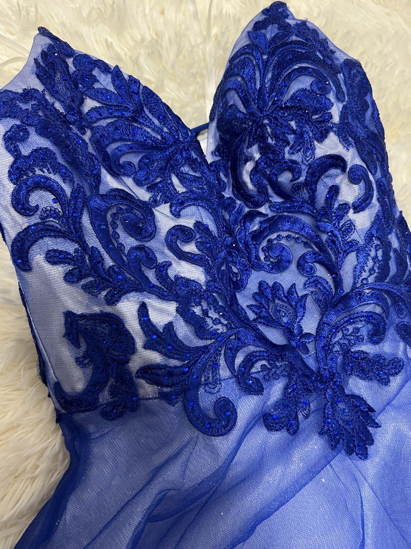 【美品】JEANMACLEAN ロングドレス 青 Mサイズ