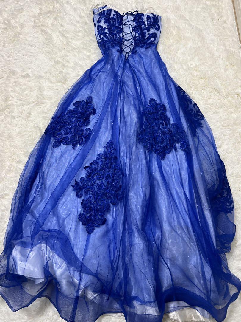 【美品】JEANMACLEAN ロングドレス 青 Mサイズ