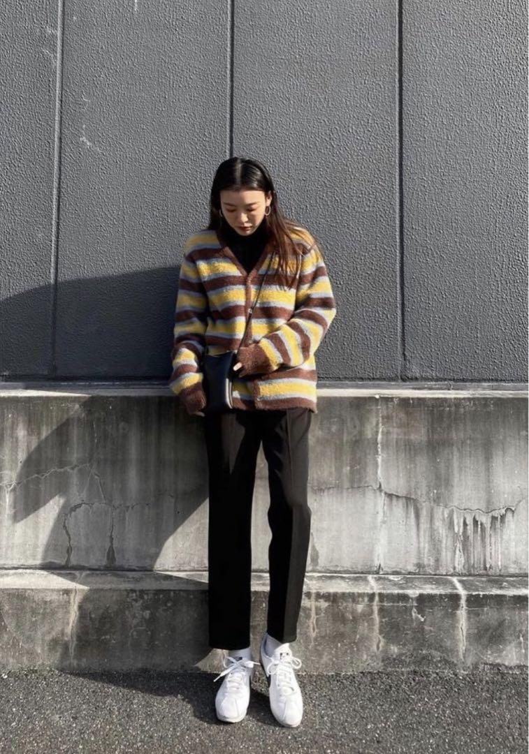 Horizontal Stripe Cardigan ブラウン　Stussy