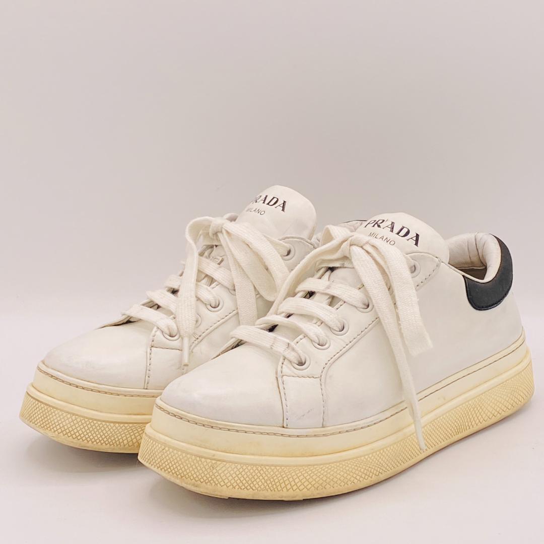 PRADA プラダ レディース レザー 厚底 ローカットスニーカー 35 1/2