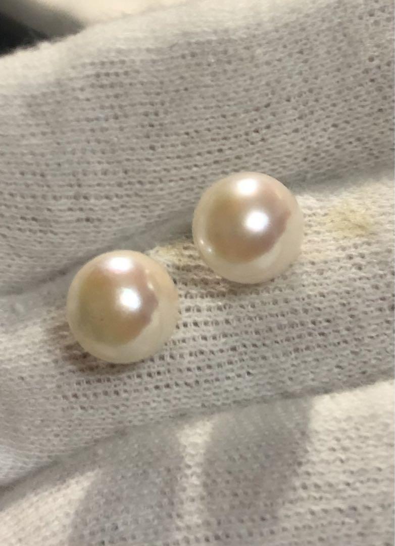 チタン製　天然アコヤ真珠ピアス　8.25/8.05mm