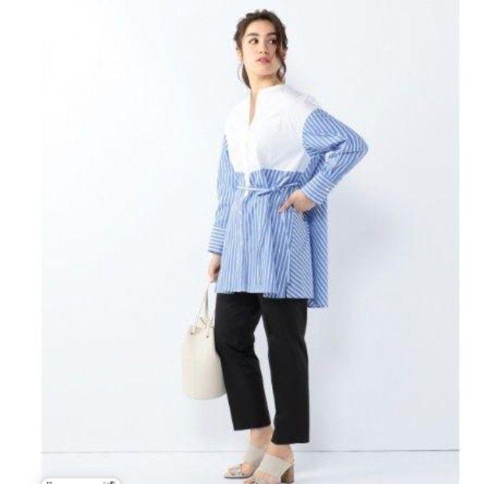 美品 23区 大きいサイズ 44 上質 カンクリーニ スキッパーシャツ ロング 美品 23区 大きいサイズ 44 上質 カンクリーニ スキッパーシャツ