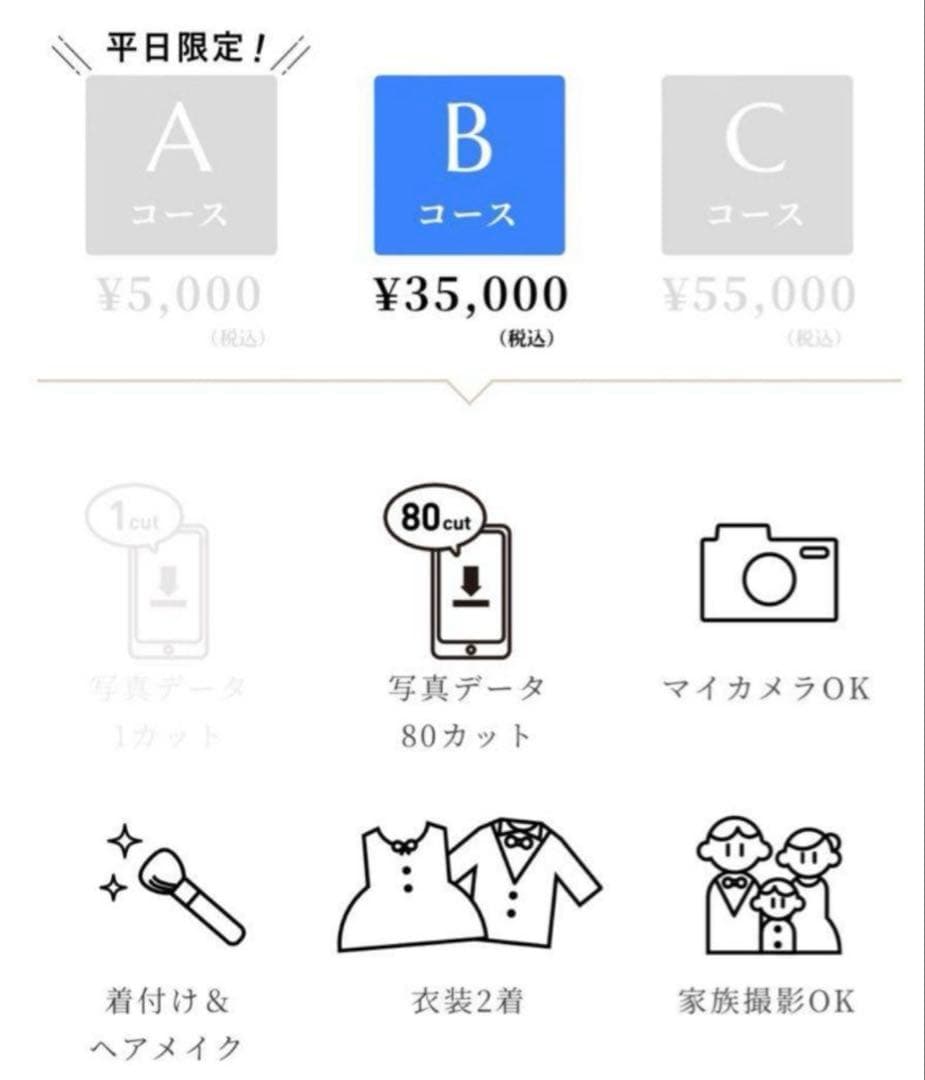 スタジオアーク　52000円相当　撮影Bコース+ AS3面台紙 撮影券