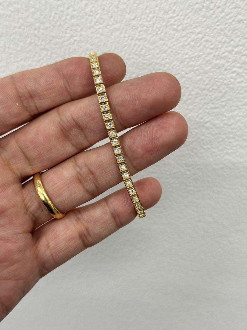 ★1.6ct★✨ボックス4点留ダイヤモンド3mmK18テニスブレスレットバングル