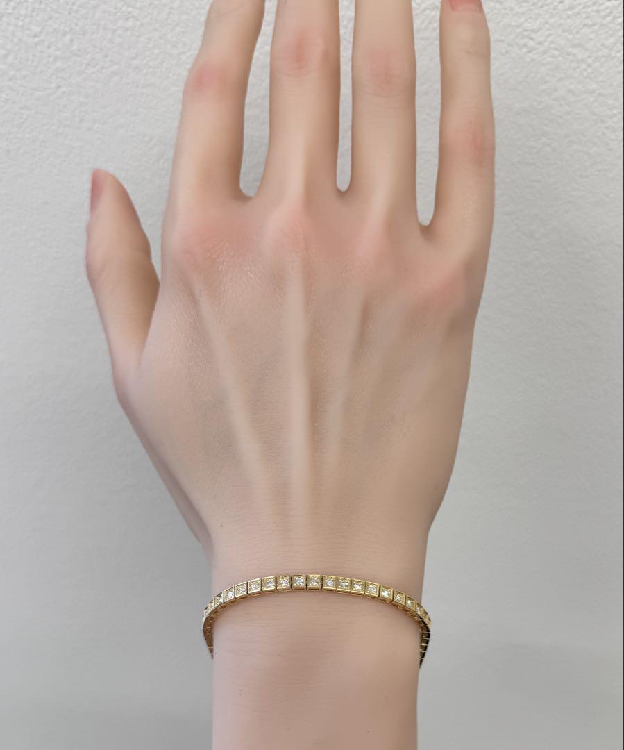 ★1.6ct★✨ボックス4点留ダイヤモンド3mmK18テニスブレスレットバングル