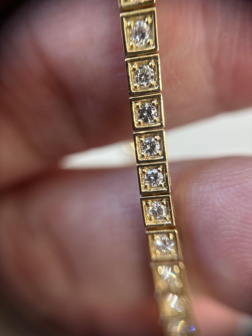 ★1.6ct★✨ボックス4点留ダイヤモンド3mmK18テニスブレスレットバングル