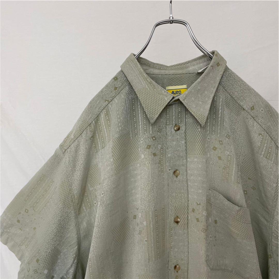 総柄シャツ フランス製 半袖シャツ レーヨン シルク 柄シャツ