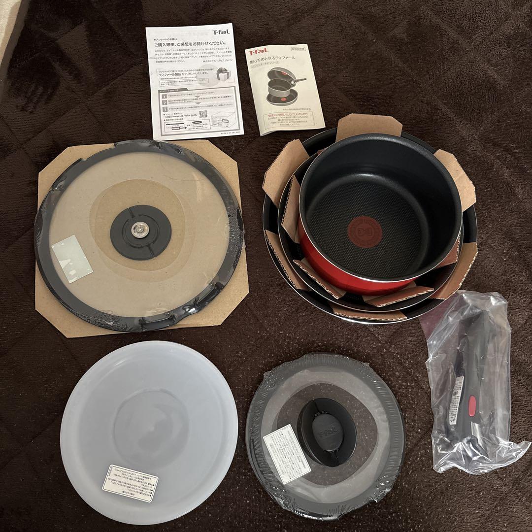 【新品未使用】ティファール鍋・フライパンセット7点　インジニオ　パプリカレッド