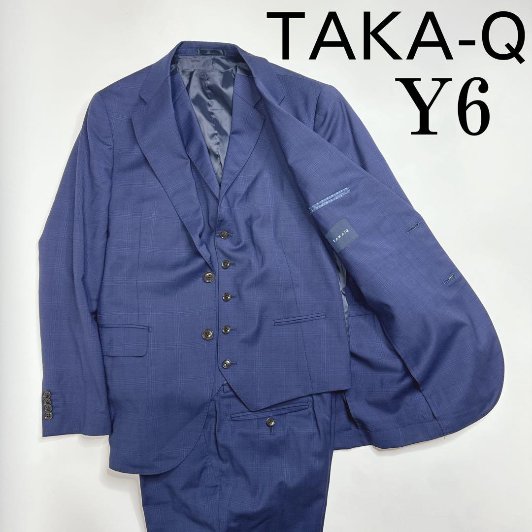 TAKAQ タカキュー　スリーピース　スーツ　セットアップ　ネイビー　チェック