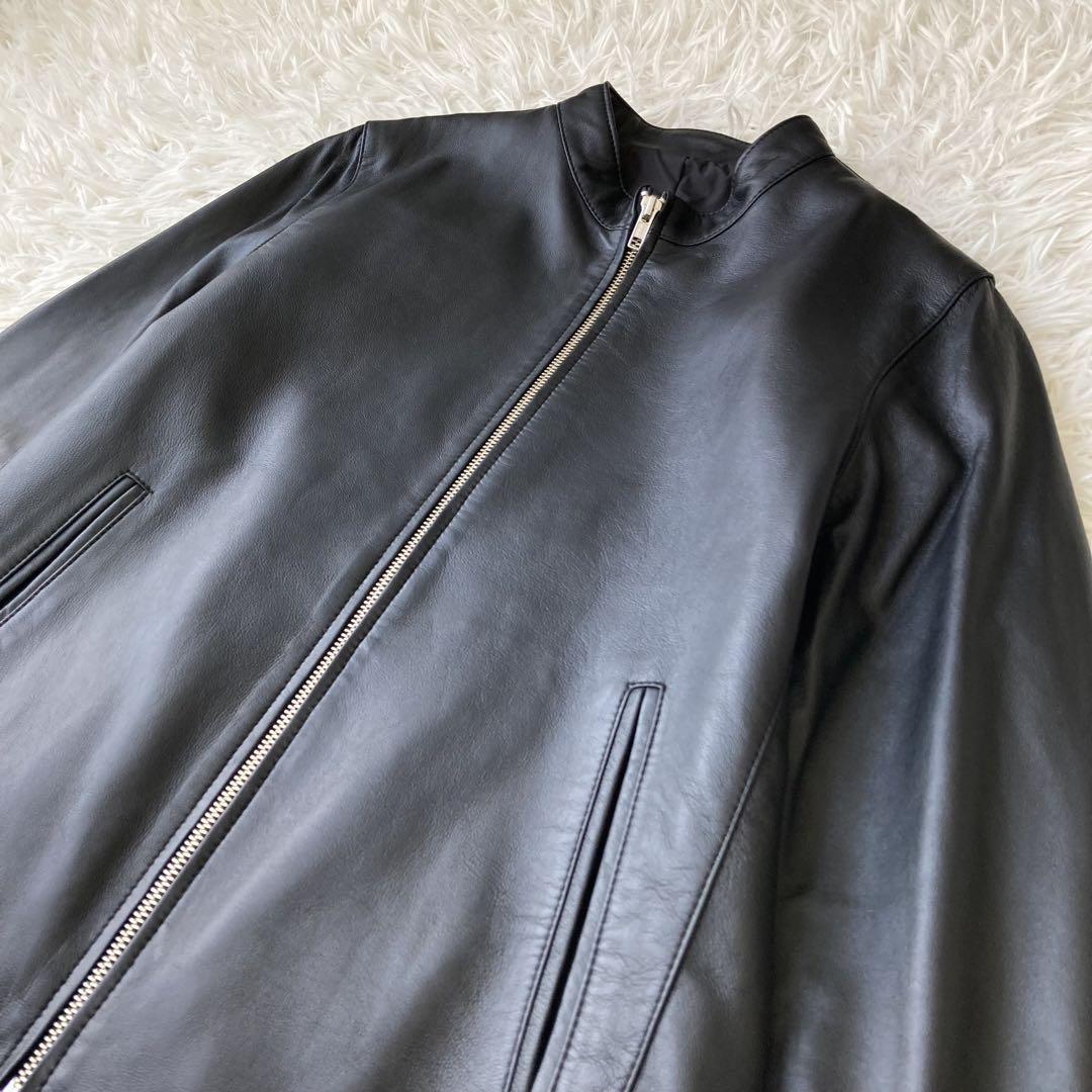 【極美品】 Zelal ラム 羊革 ノーカラー ライダースジャケット 黒 9号