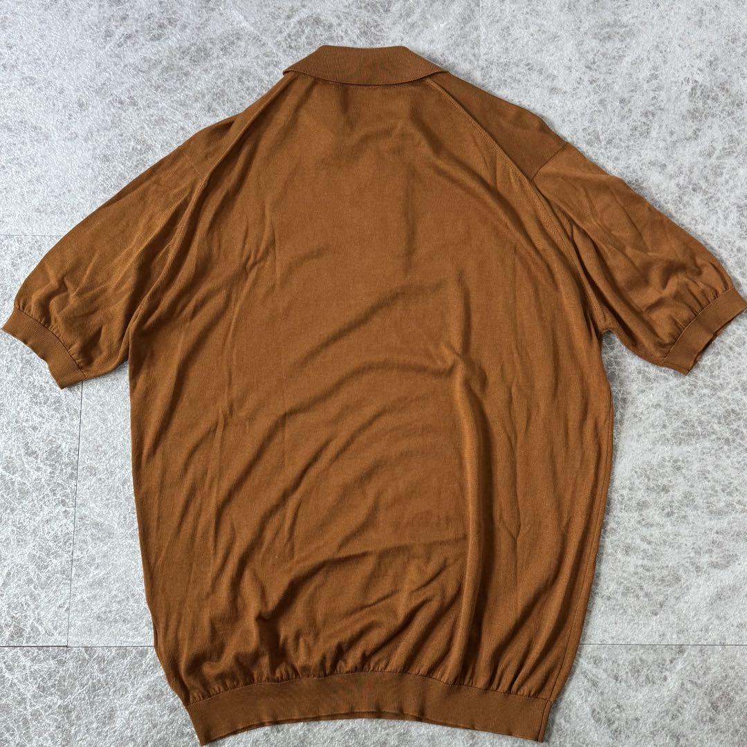 美品 ジョンスメドレー シーアイランドコットン ハイゲージ ニットポロシャツ L