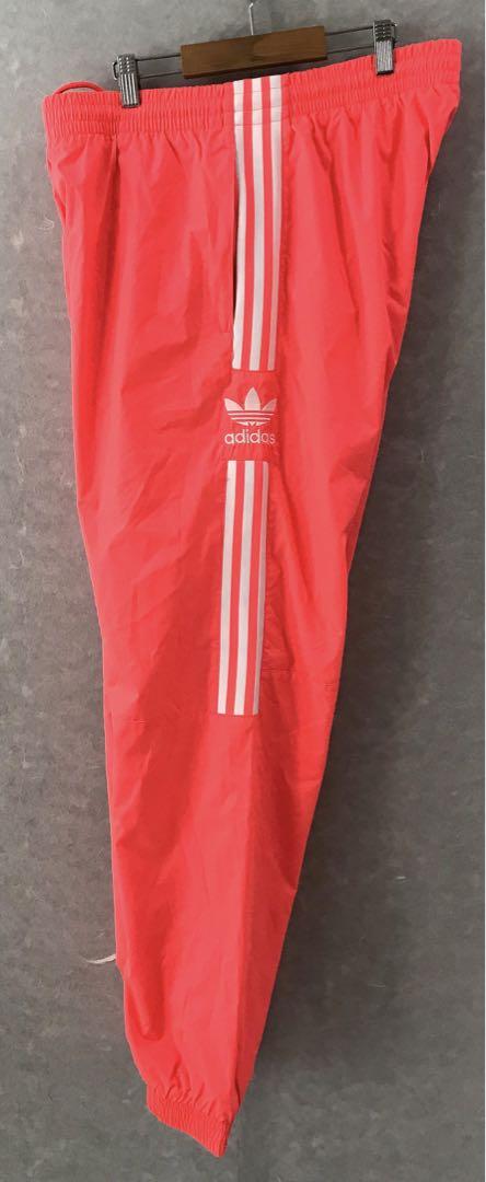 adidas サイドロゴ ナイロンパンツ トラックパンツ ピンク 2XO