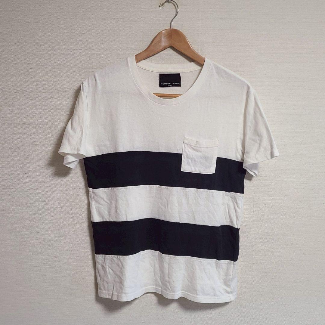 ナンバーナイン デニム ボーダー Tシャツ 半袖 白黒 ポケット M メンズ