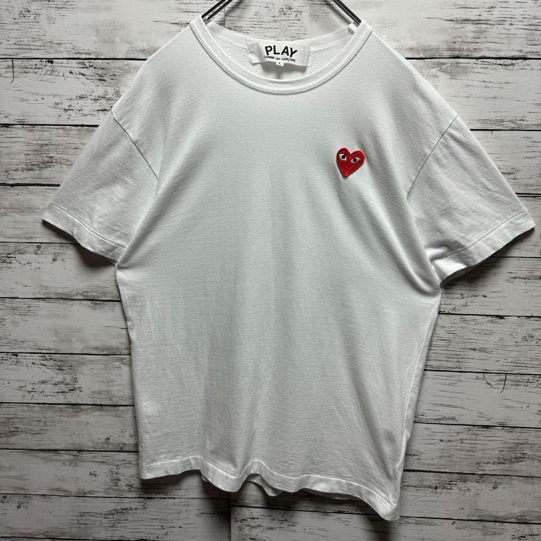 a183a【人気モデル】プレイコムデギャルソン　赤ハート　刺繍ロゴ　Tシャツ