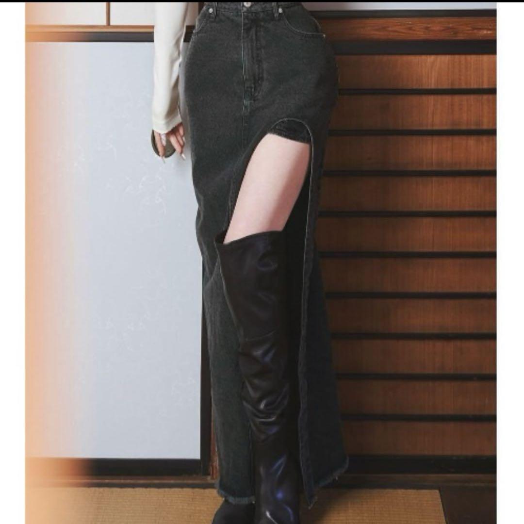 Darich フロントオープンデニムロングスカート Darich フロントオープンデニムロングスカート