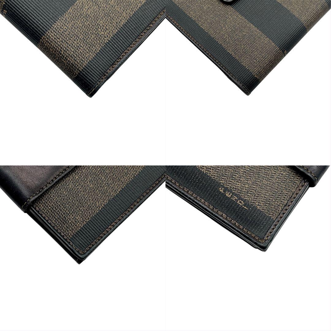 美品】FENDI フェンディ 二つ折り財布 ペカン Wホック ロゴ