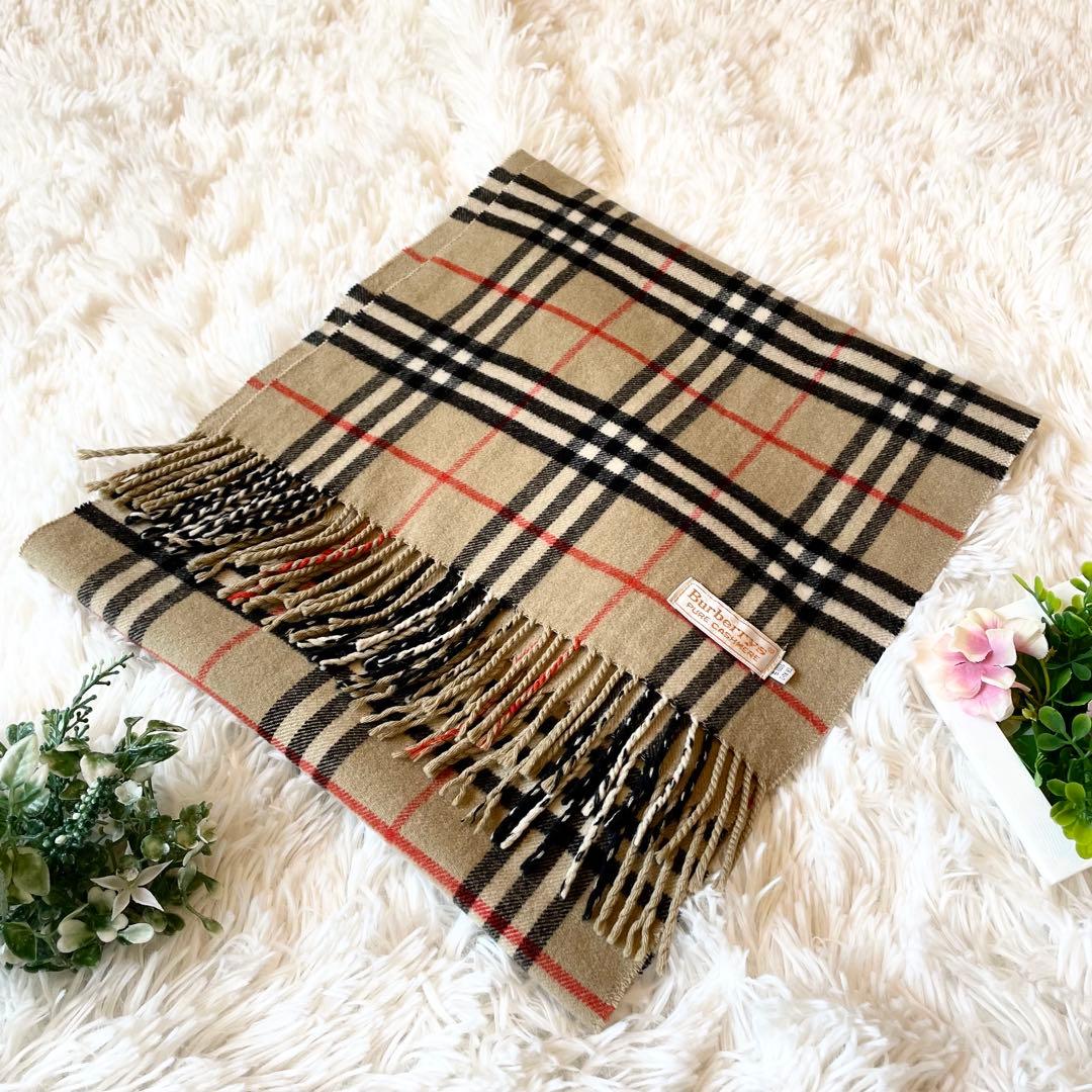 バーバリー カシミヤ マフラー ノバチェック ベージュBURBERRY