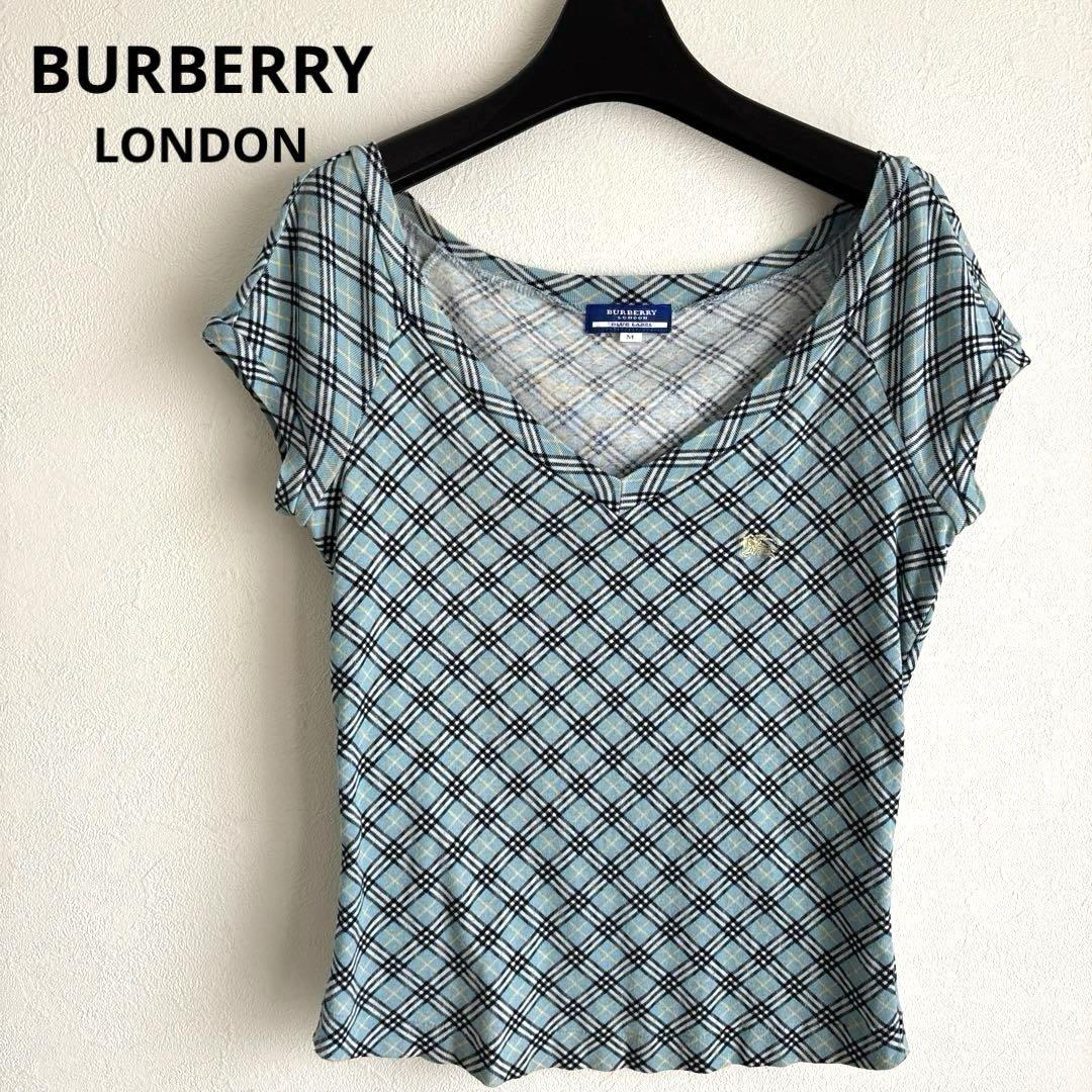 BURBERRY BLUE LABEL チェック柄 Tシャツ 38 BURBERRY バーバリー Tシャツ チェック柄 ロゴ入り 38 М - メルカリ