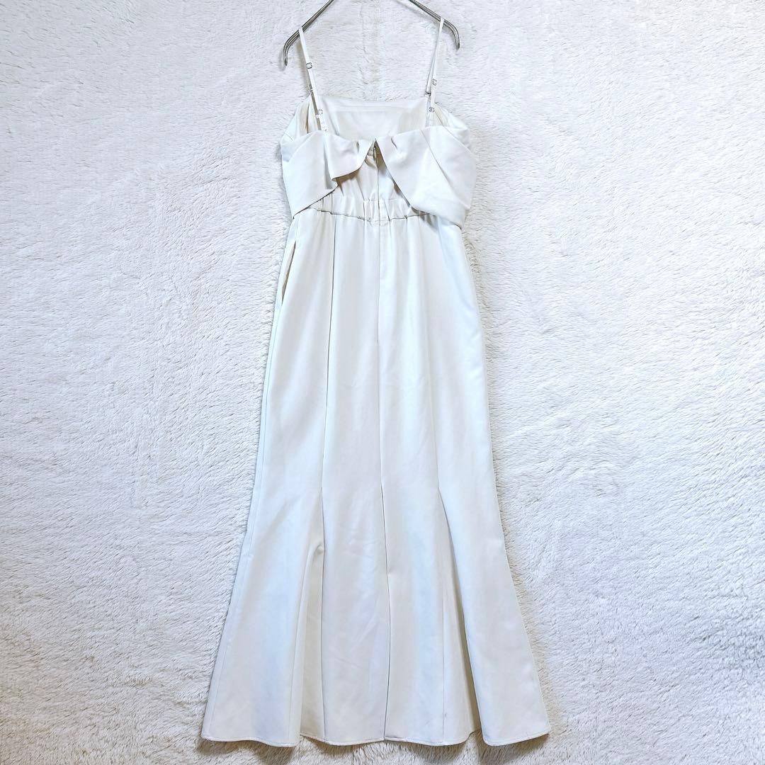 エメイン　ロングキャミワンピース　ホワイト白　Ｓ　華やか　上品　結婚式　お呼ばれ