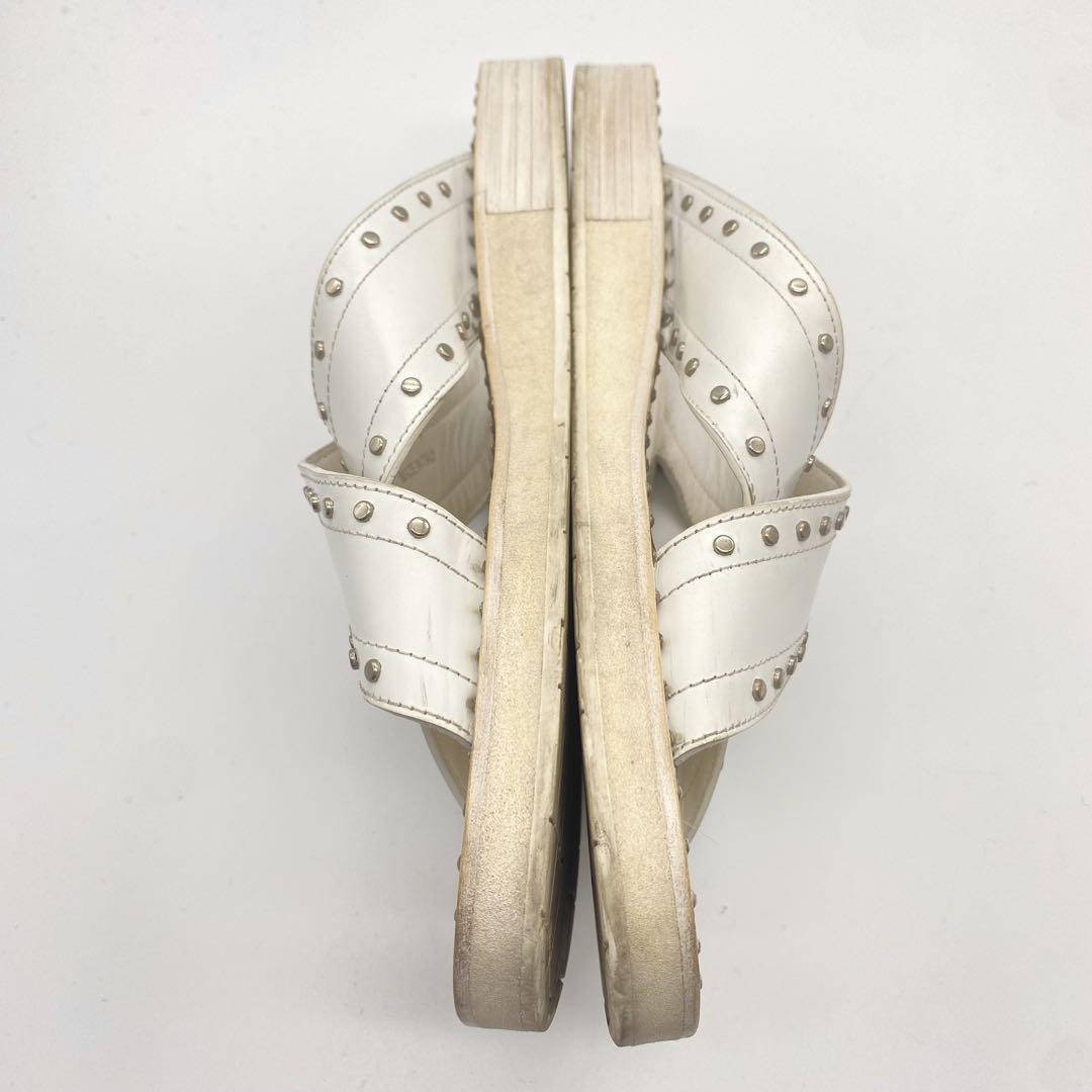 JIMMY CHOO ジミーチュー サンダル 白xベージュ 2014924F0015 JIMMY CHOO・ジミーチュウ・サンダル・スタッズ・白・ベージュ