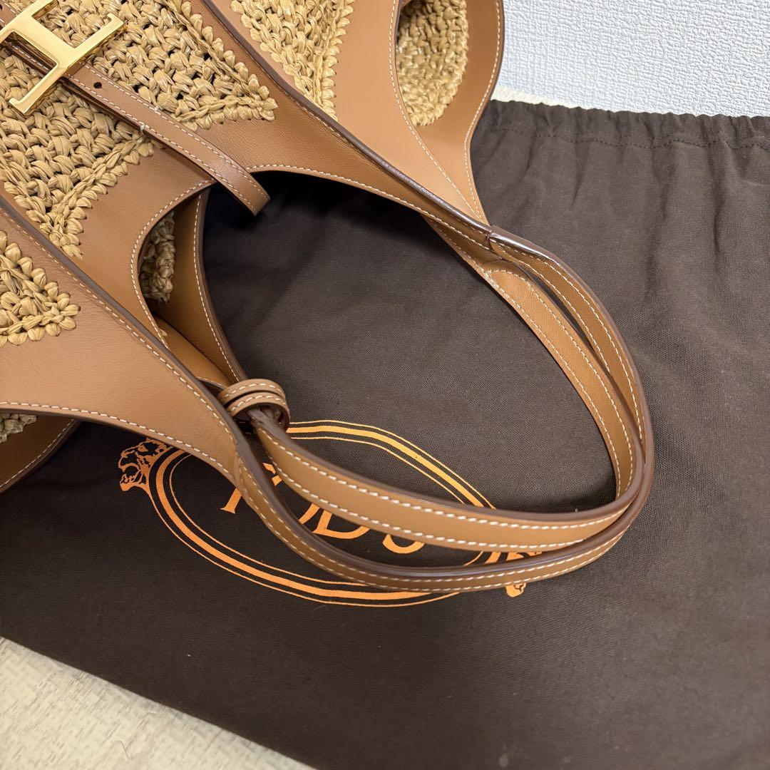 極美品 TOD'S タイムレス トートバッグ かごバッグ 金具 ロゴ ゴールド