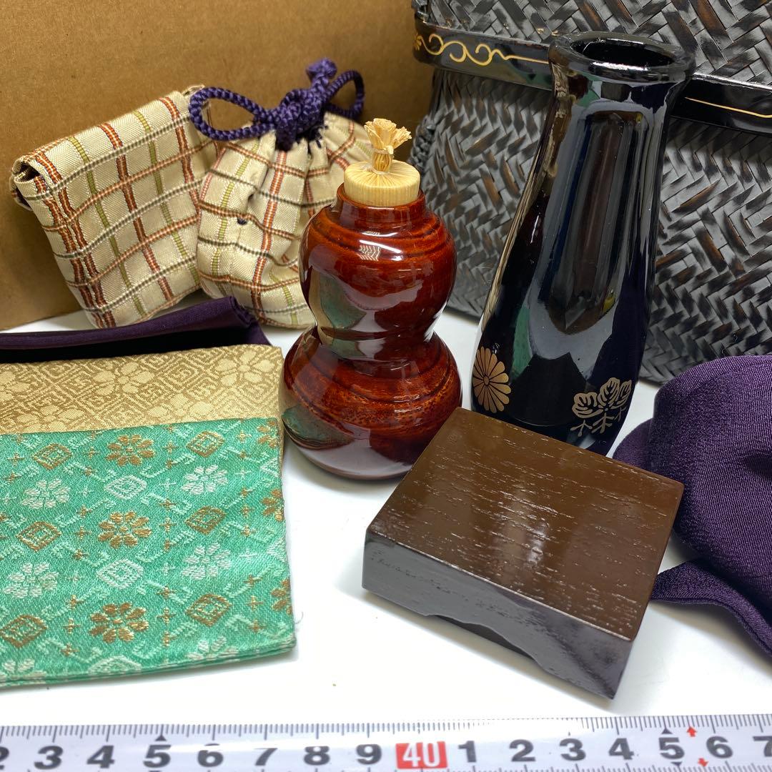 網代茶箱入 茶器セット 御所籠 茶入高さ9.5cm 東N7-1118 2Fやや傷や汚れあり