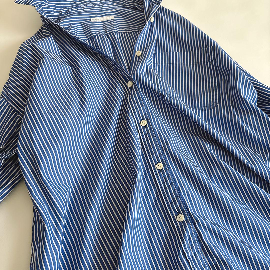美品】プラージュ Boys boxシャツ ストライプシャツ ブルー