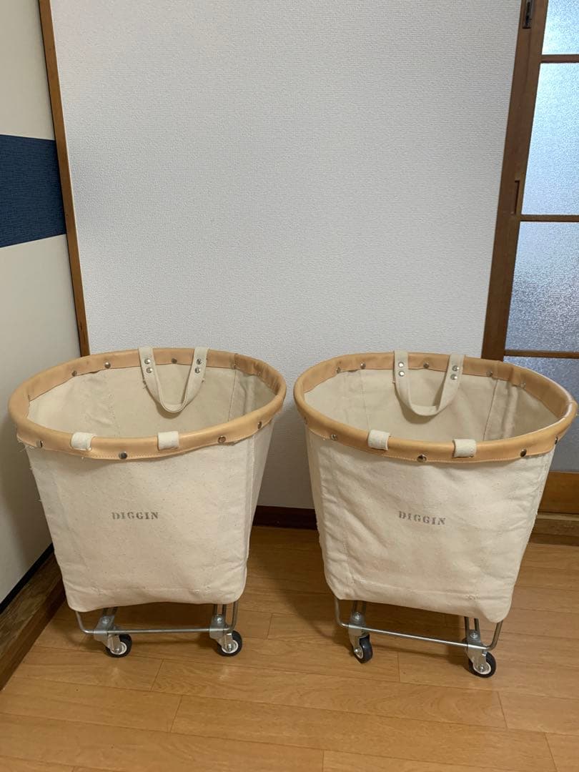 2点DIGGIN 帆布 レザー ランドリー バスケット目立った傷や汚れなし