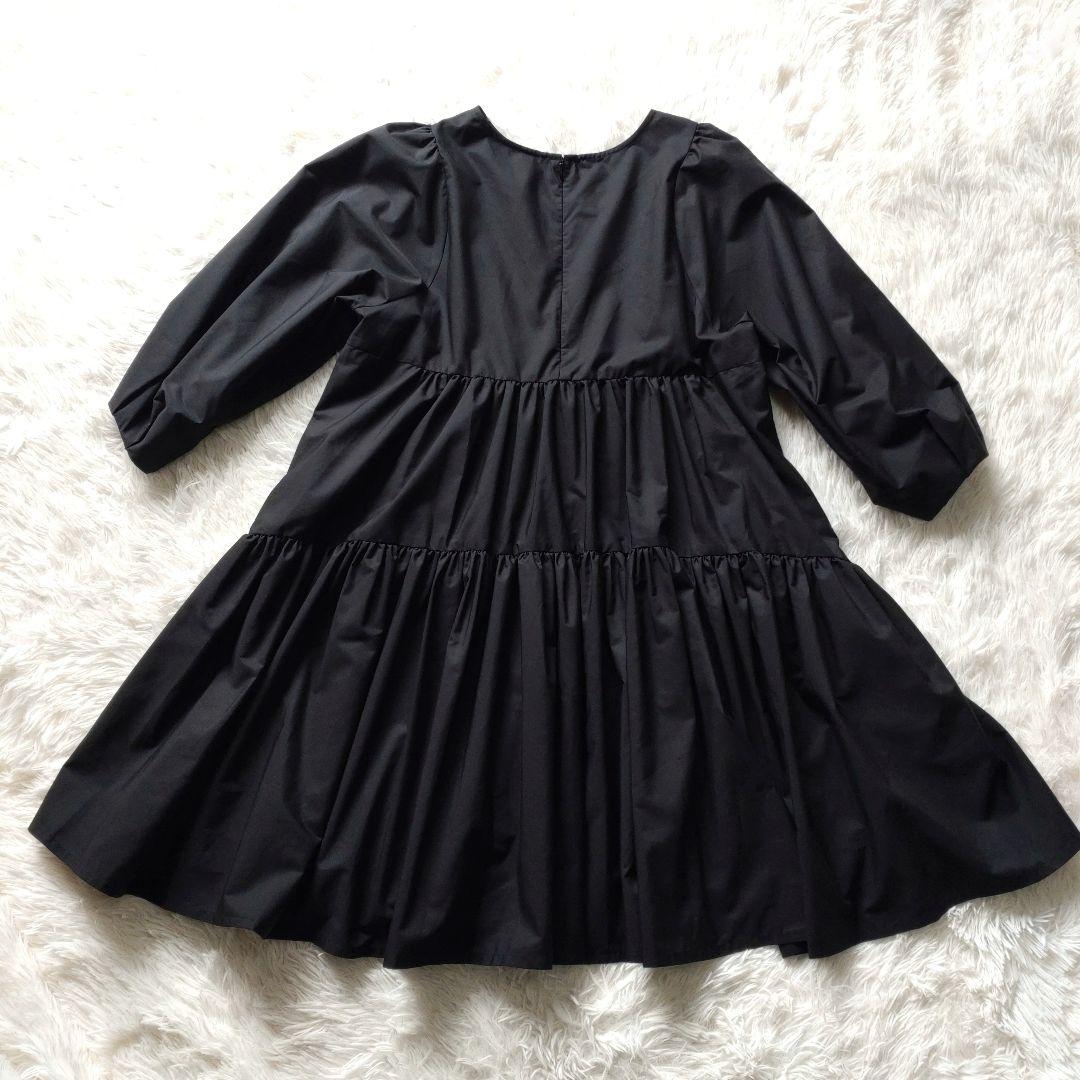 LOUNGEDRESS ティアード チュニック ワンピース 黒 七分袖