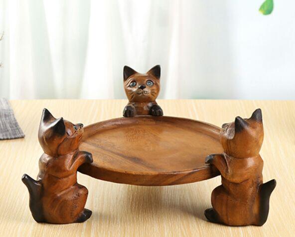 猫実木果物皿
