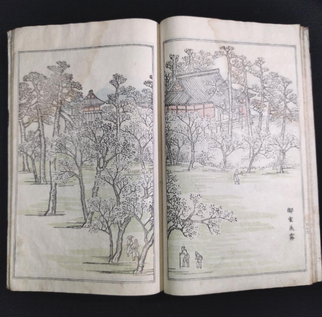 淡彩色 絵入絵本 木版画【 帝都雅景一覧 】画譜 京都 地誌 江戸期 浮世絵