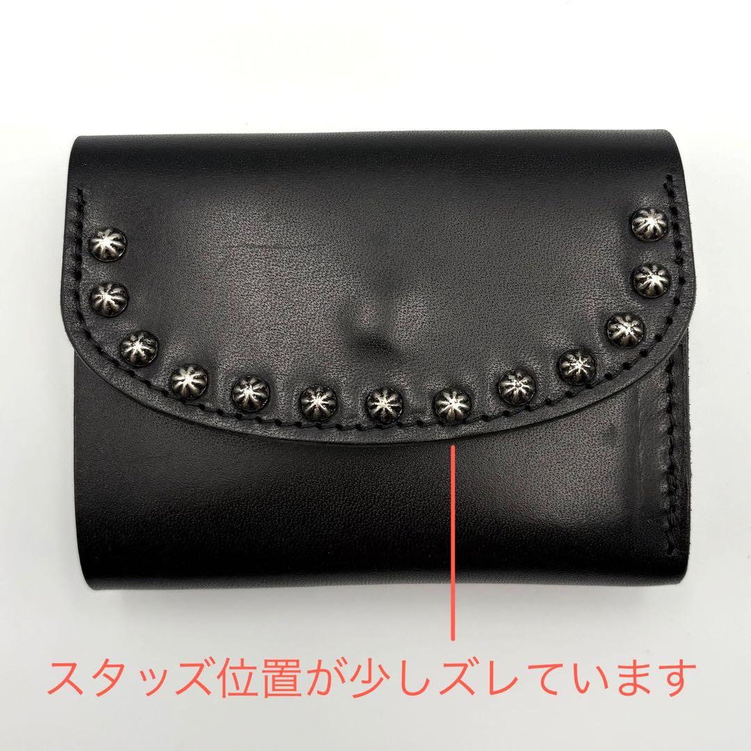 栃木レザー コンパクト財布 スタッズ財布 ウォレット 三つ折り財布 【新品】 茶 栃木レザー コンパクト財布 スタッズ財布 ウォレット 三つ折り