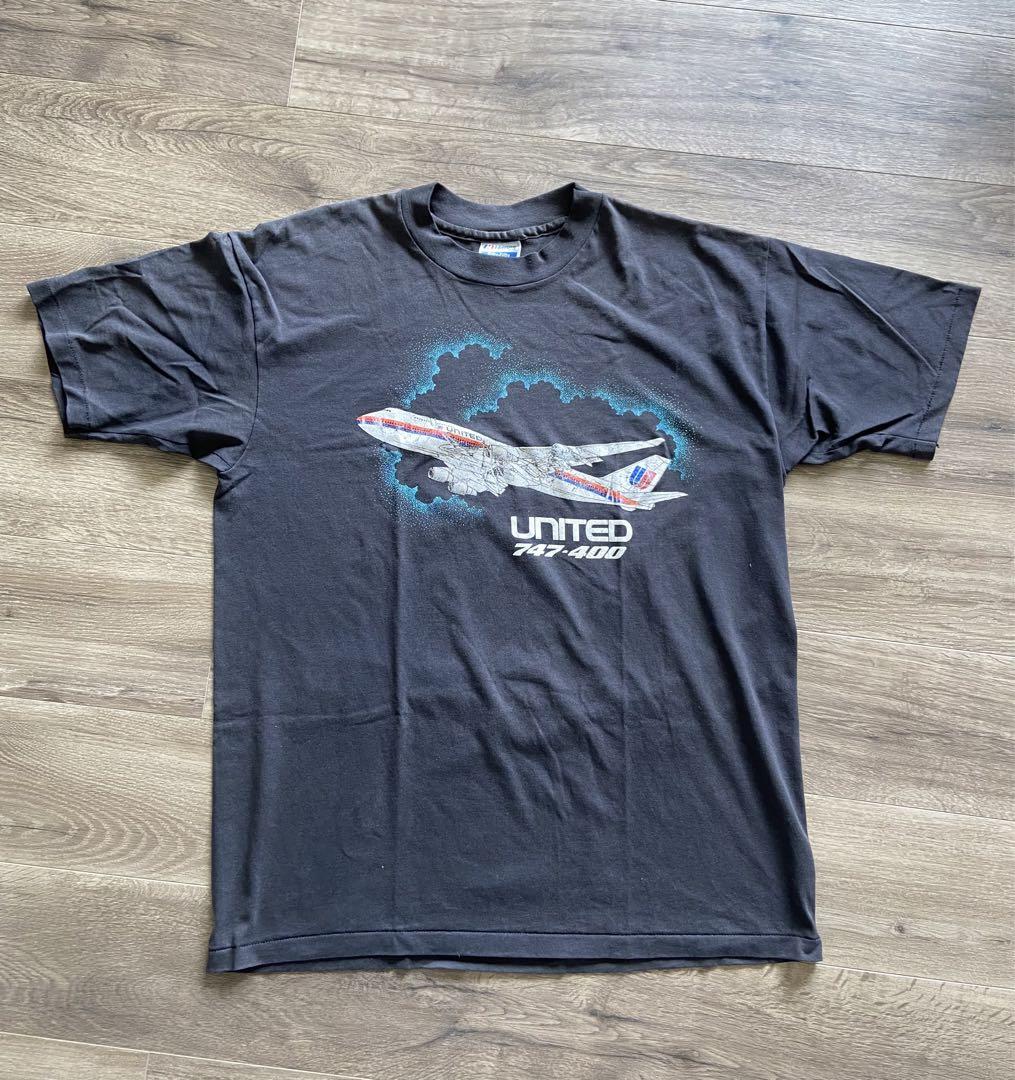 ヴィンテージTシャツUNITED747-400 ユナイテッド航空 企業NASA