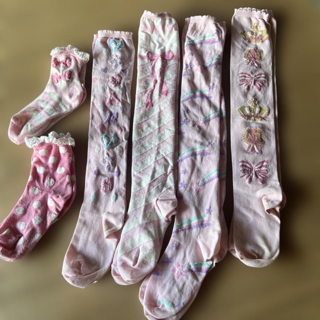 Angelic pretty ピンク系ロリィタ オーバーニーセット
