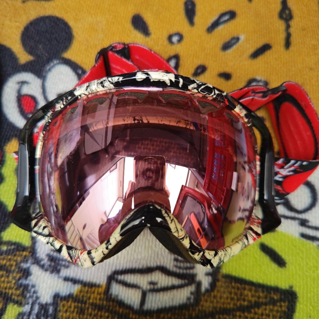 ミラーレンズ ゴーグル 赤黒クローバーシグネチャーモデル傷や汚れあり