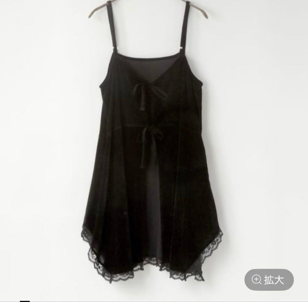 LOWRYSFARM 2WAYカットベロアミニワンピース ブラック