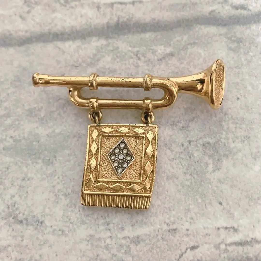 Burberrys バーバリー トランペット モチーフ ラインストーン ブローチ