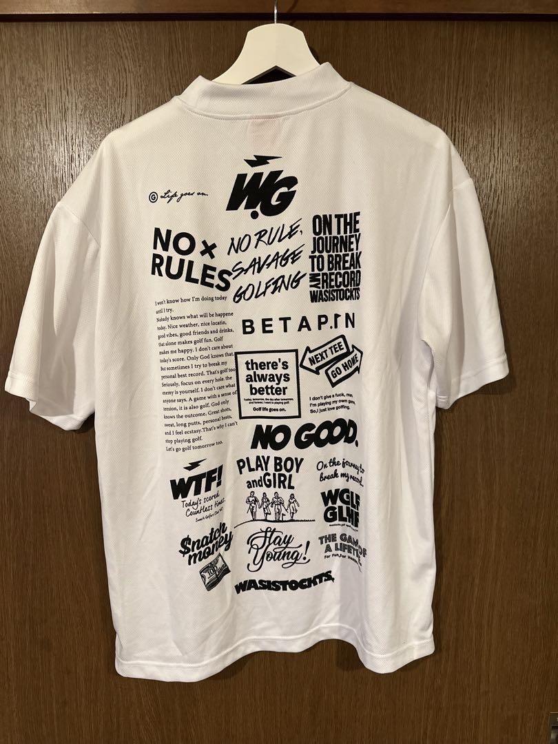 WASISTOCKTGOLF グラフィックモックネックシャツ ホワイト　Ｌ