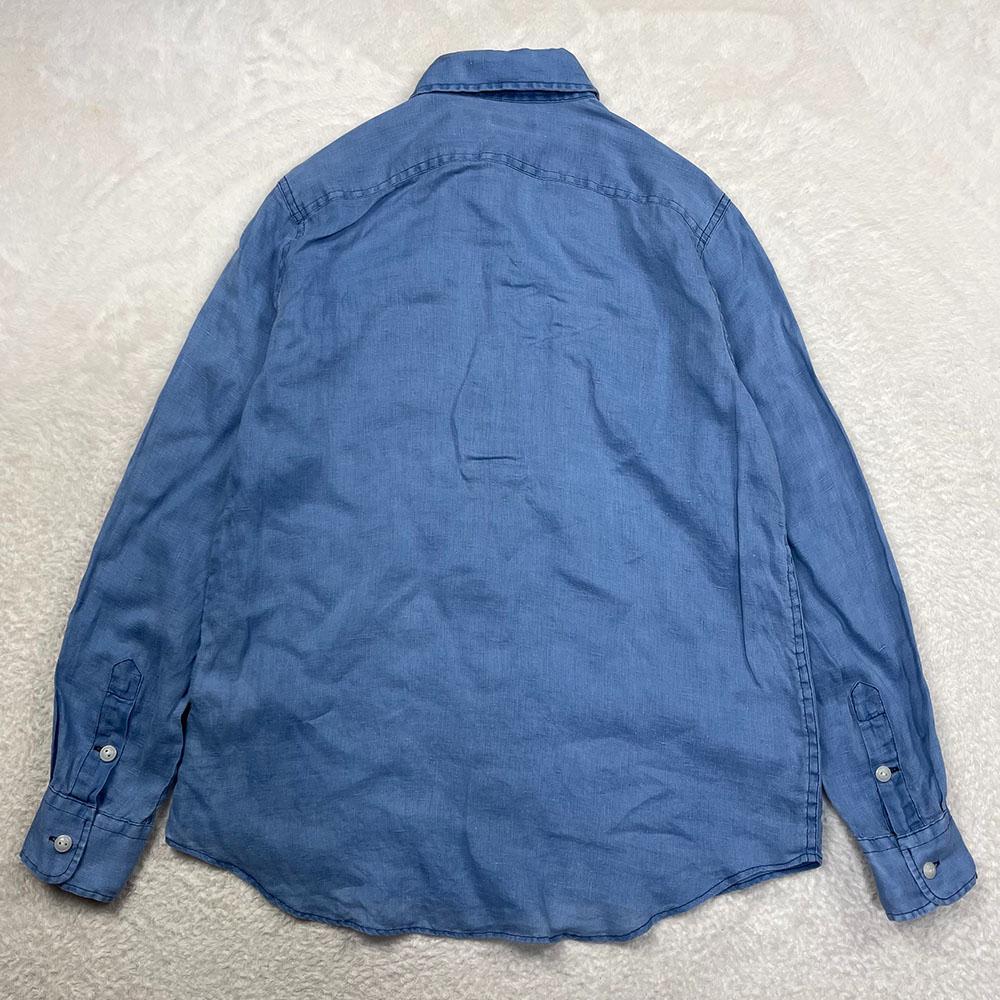 【めっちゃ変わる】 RALPH POLO LAUREN ウォッシュ加工 リネンインディゴシャツ トップス