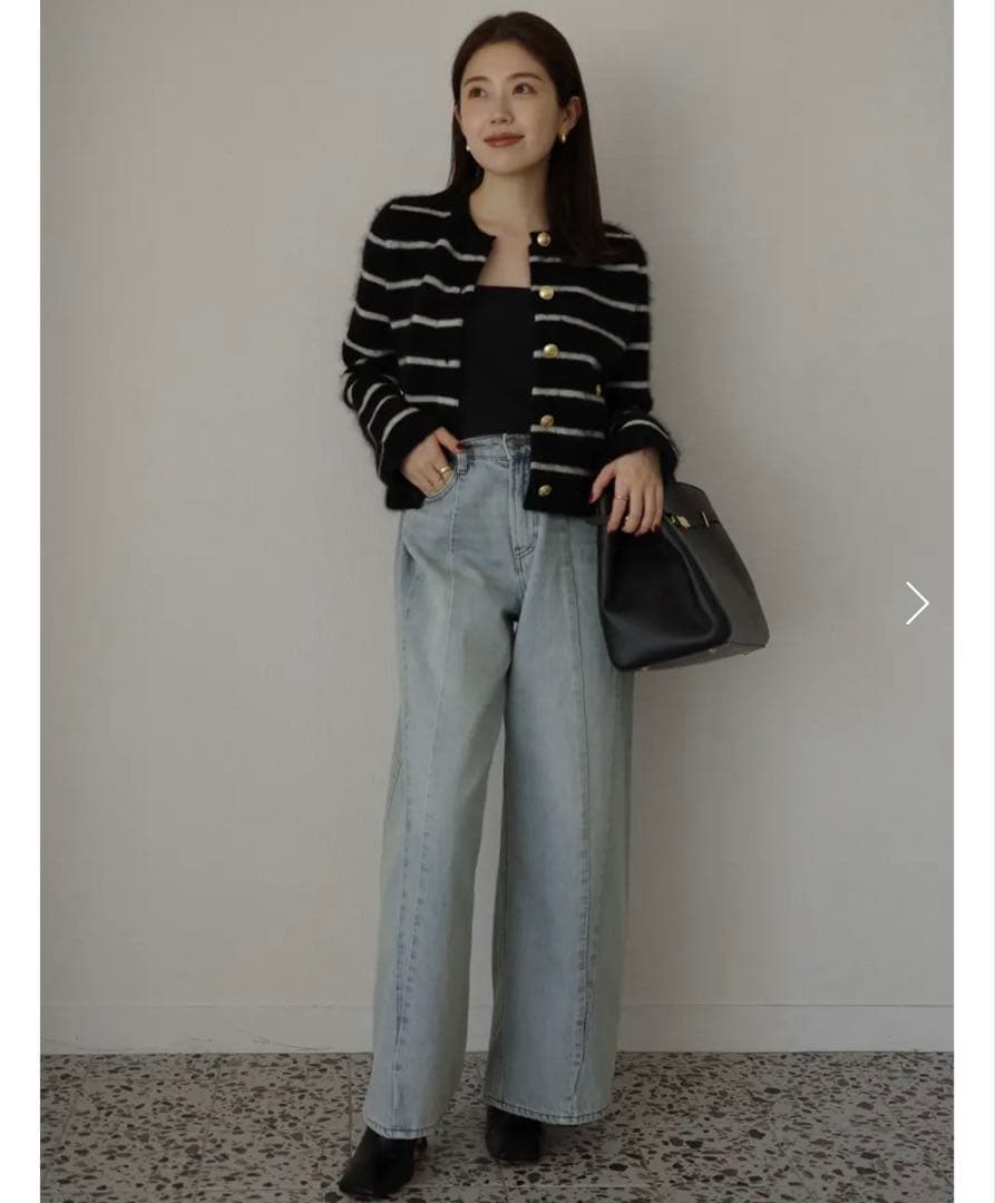 anuans サイドタックカジュアルワイドデニム anuans サイドタックカジュアルワイドデニム