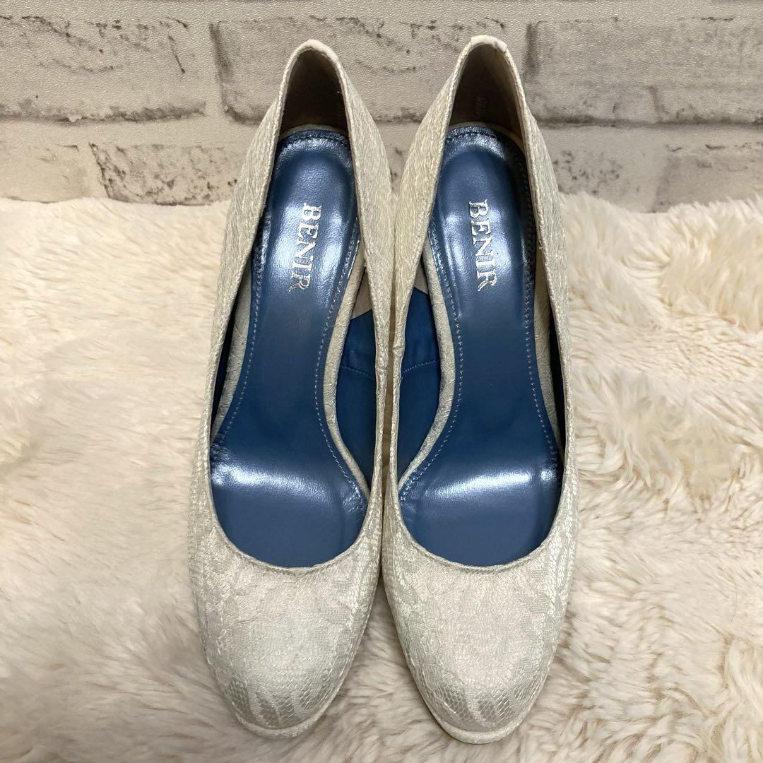 美品✨【BENIR】べニル ブライダルシューズ （34）レース ウエディング