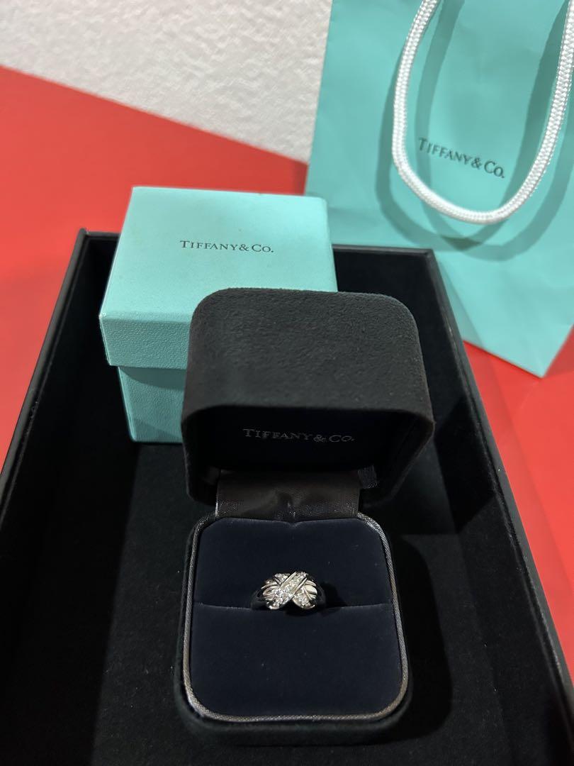 ティファニーTIFFANYリングシグネチャーダイヤ15P美品WG13.5号