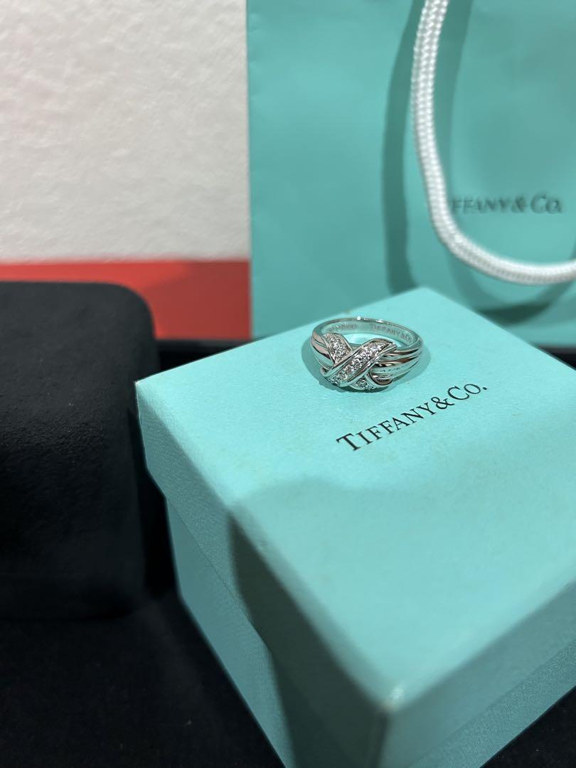 ティファニーTIFFANYリングシグネチャーダイヤ15P美品WG13.5号