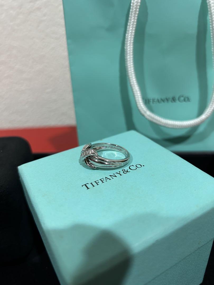 ティファニーTIFFANYリングシグネチャーダイヤ15P美品WG13.5号