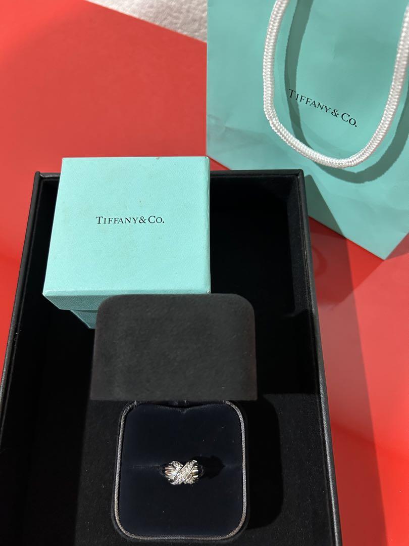 ティファニーTIFFANYリングシグネチャーダイヤ15P美品WG13.5号