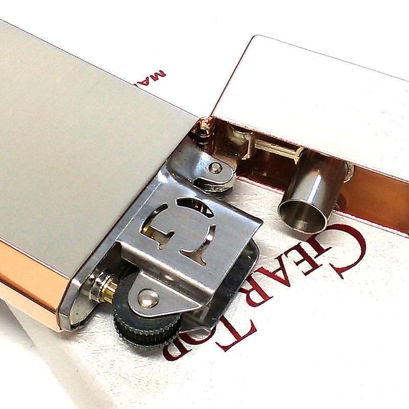オイルライター 日本製 ギアトップ シンプルライン サイドピンクゴールド 国産品