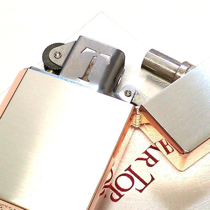 オイルライター 日本製 ギアトップ シンプルライン サイドピンクゴールド 国産品