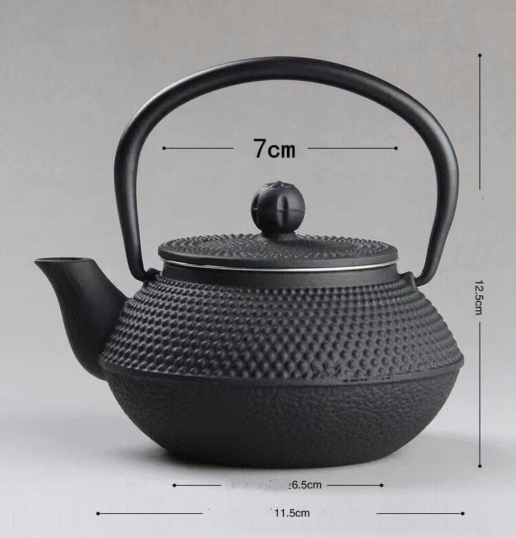 黒い鋳鉄製急須 茶こし付き